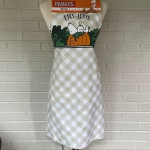 Peanuts Snoopy Woodstock Gingham Check Autumn Fall Apron ‘Happy Fall-idays’ NEW